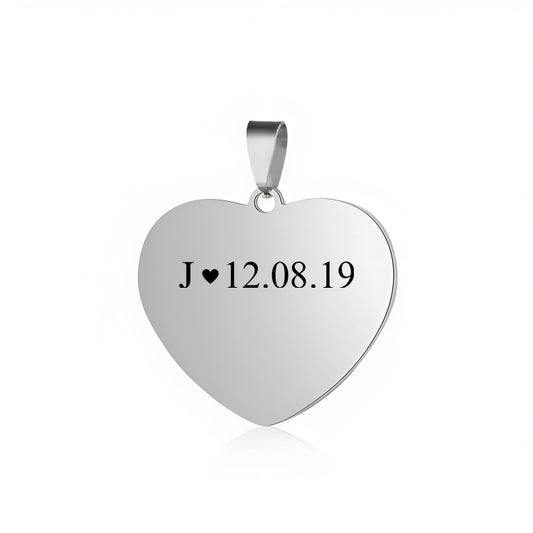 Collar Corazón plateado con texto personalizado