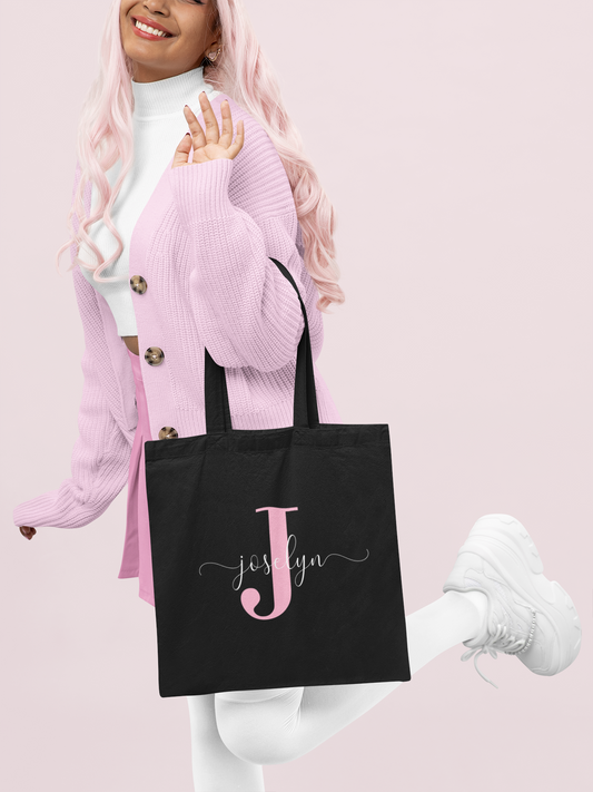 Tote Bag Negra Inicial + Nombre