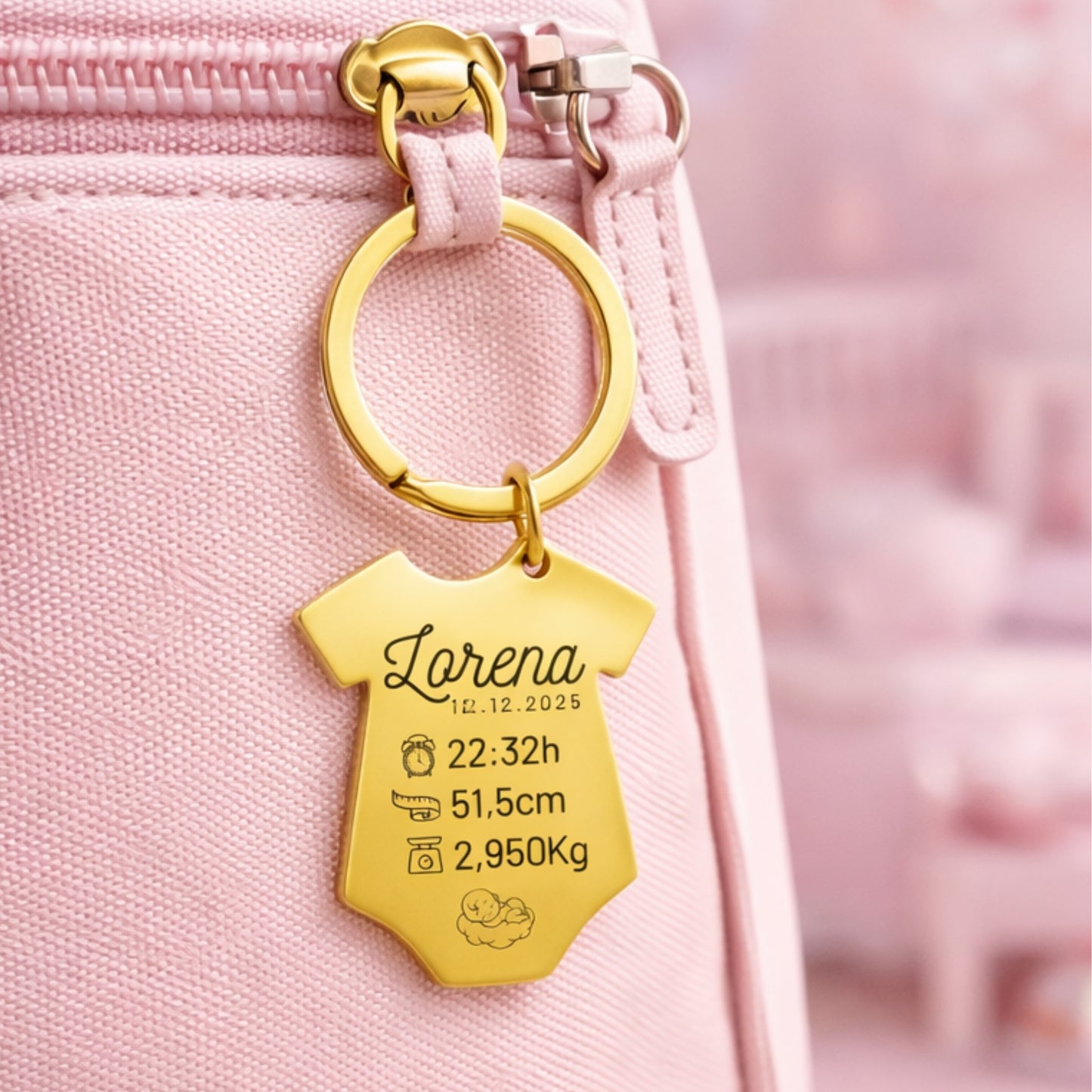 Llavero bebé dorado