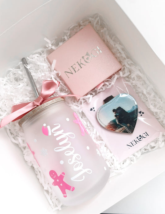 Caja de regalo Vaso pequeño + Llavero+ Pulsera